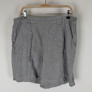 Poetry Grey 100% Linen Shorts Womens US 14 High Rise Side Zip